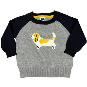 Janie and Jack Boys Sweater Dog Blue Gray 3 to 6 months